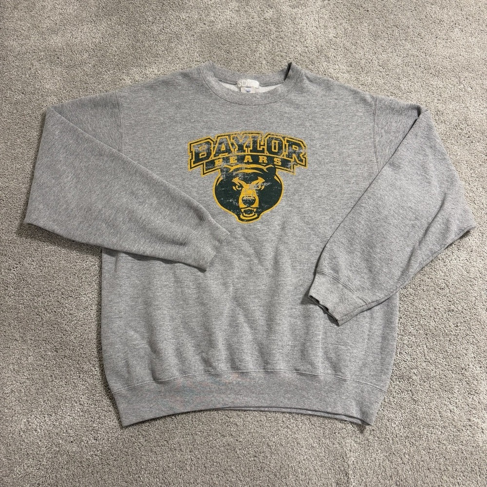 Vintage Baylor Bears Sweatshirt Mens L Grey Pullover Crewneck 90s Y2K University